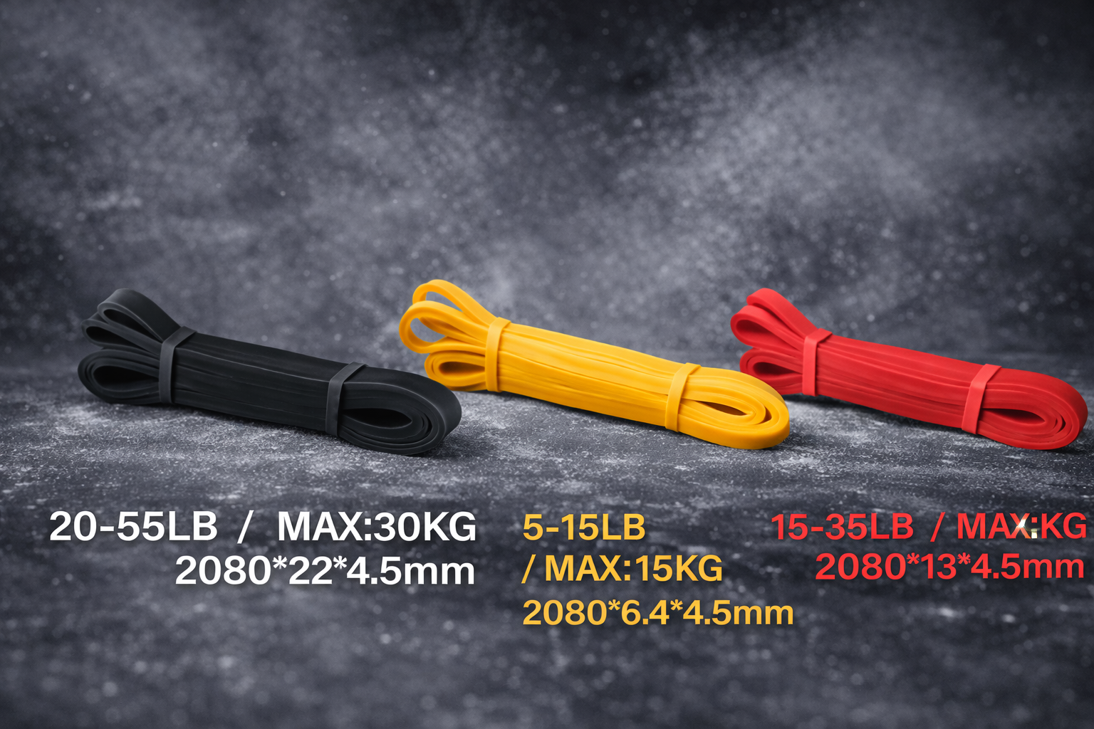 Weerstandsband – Zwart 30kg, Rood 20kg, Geel 15kg | Power Band Elastieken voor Training